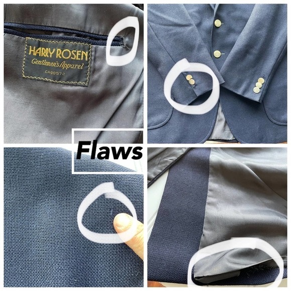 Harry Rosen Suit Jacket Blazer Navy Blue 42L Sport Coat Vintage Cambridge - Picture 7 of 12